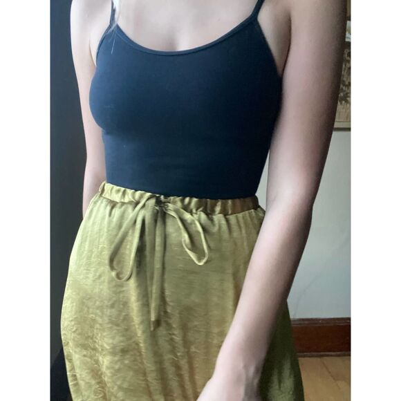 Satin Cupcake Bubble Hem Metallic Bottom Chartreuse Skirt Vera Wang Small - Picture 5 of 7